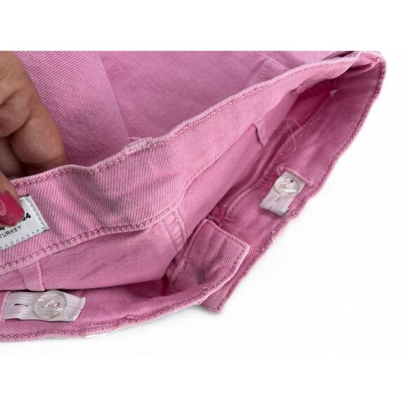 ZARA 13-14 Girls Denim Chino Wide Leg Utility Pink Trouser Jeans - Picture 4 of 6